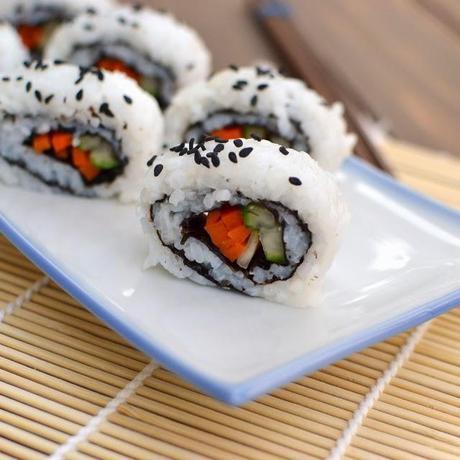 Cucumber & Carrot California Sushi Roll (Vegan Recipe)