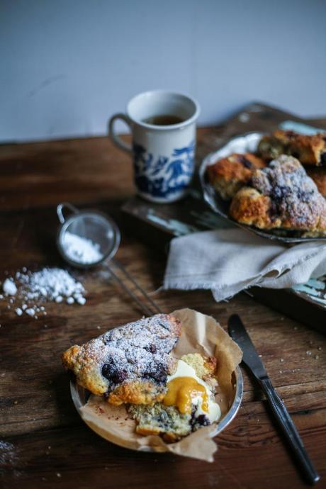 Wholemeal Blueberry Scones with Lemon Curd