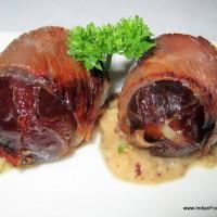 Manchego cheese stuffed dates wrapped in crispy bacon