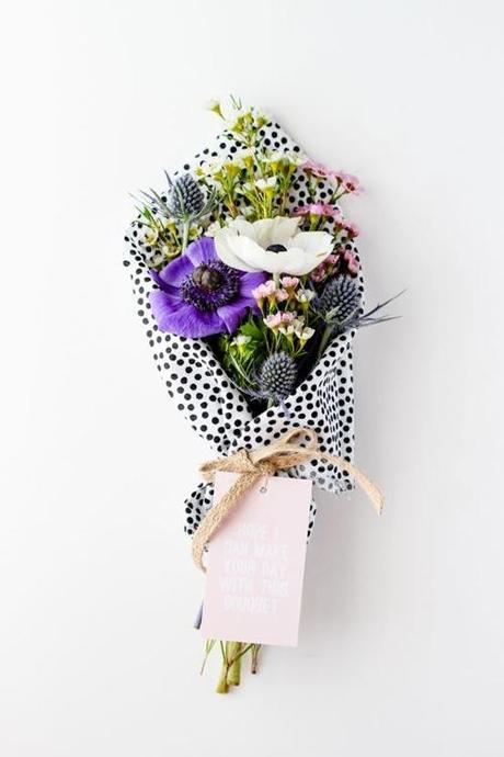 Purple And White Anemones Wildflowers In Dotted Wrap