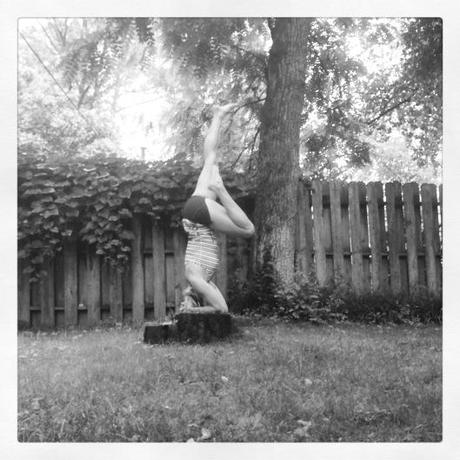 yoga on a stump