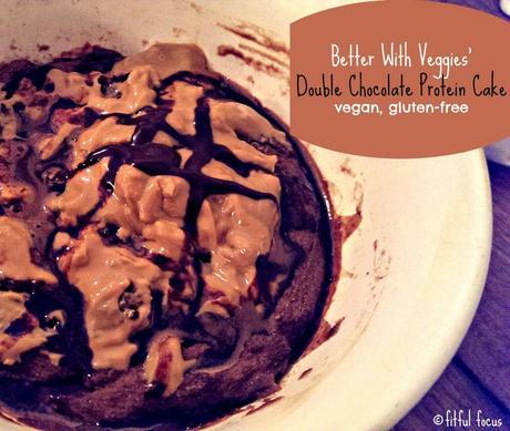 A Chocolate and Vanilla MMAZ with Vega Better With Veggies Single Serving Double Chocolate Protein Cake