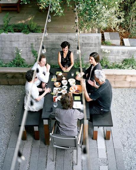 Modern outdoor dining patio with Modern Outdoor furniture