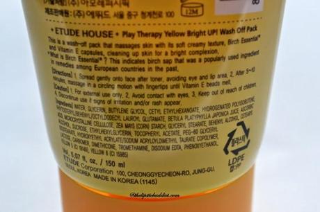 Product Review :: Etude House Play Therapy Yellow Bright Up Wash Off Pack