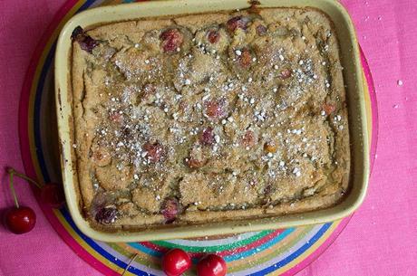 Cherry Clafoutis (#Vegan, #Glutenfree, #LowGL)