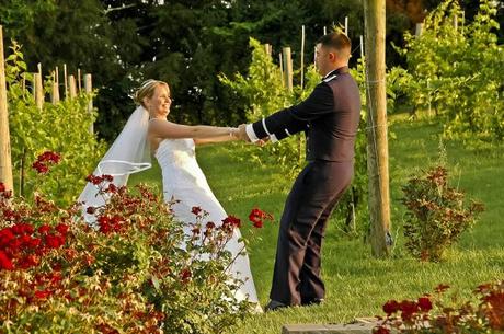 Military bride and groom