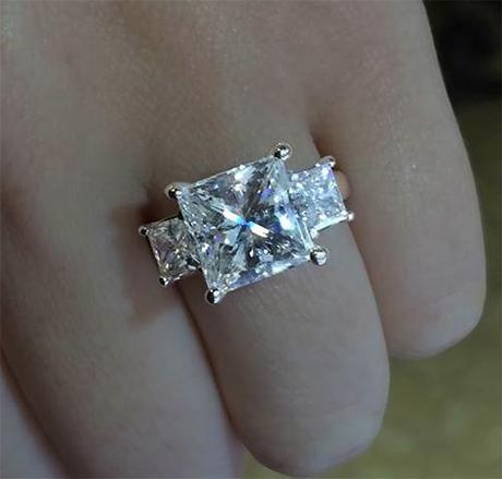 3 stone princess cut engagement ring