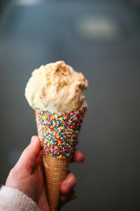 freckle waffle cone and ice-cream