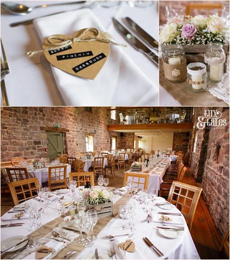 Rustic country wedding with hessian table runners and country styling at the ashes