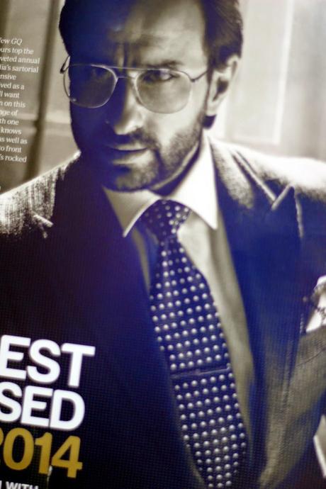 Saif Ali Khan in Double Breasted White Suit Covers GQ India June 2014