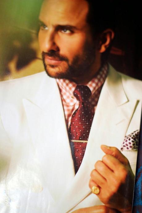 Saif Ali Khan in Double Breasted White Suit Covers GQ India June 2014
