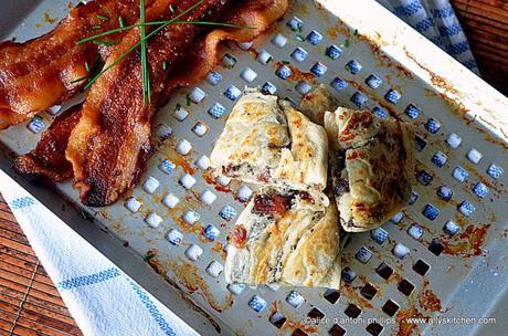 ~date & chia grilled bread with bacon & chives~ 