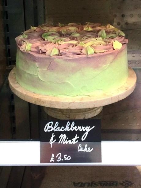 blackberry and mint cake whole purple and green swirl icing summer tea room nottingham