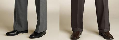 Pants with no cuffs (left) and pants with cuffs (right)