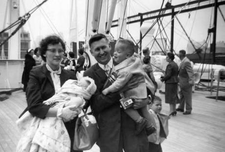 mom and dad on boat