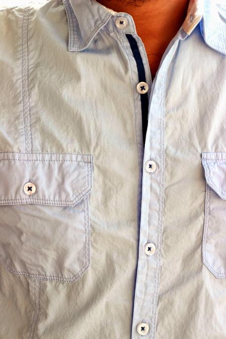 Powder Blue Cotton Button-Down Shirt From MAX Fashions