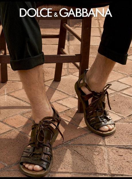 dolce and gabbana spring summer 2014 campaign ad men collection brown leather sandals mens fashion 