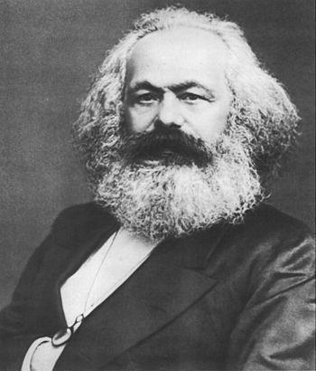 A portrait of Karl Marx.