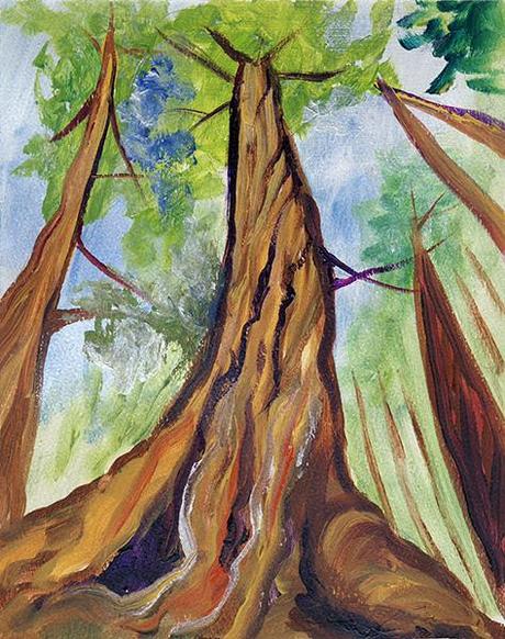 Study of Gnarly Trunk. 10” x 8” (14” x 11” matted), Acrylic on Paper, © 2014 Cedar Lee