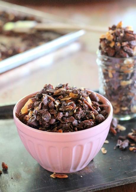 Chocolate Coconut Paleo Granola | Grain-free, Gluten-free, Vegan, Paleo, and Refined Sugar Free! from Bakerita.com