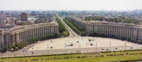 View overlooking the capital from the Palace of the Parliament of Romania, one of Bucharest's must-see sights