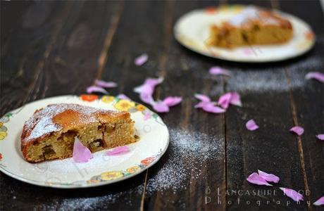 Gluten free rhubarb and rose cake