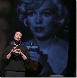 Chris Lemmon in JACK LEMMON RETURNS as Marilyn Monroe, written and directed by Hershey Felder. (photo credit: Charles Osgood)