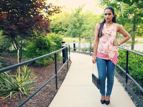 Blouse - DVF , Jeans - Miss Sixty, Pumps - Dolce Vita, Bag - Zara, Tanvii.com