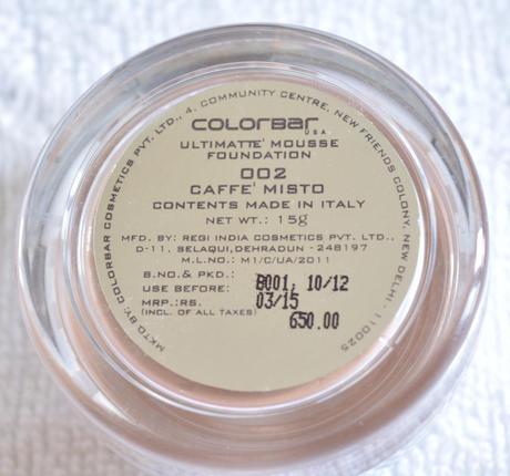 colorbar caffe misto mousse foundation