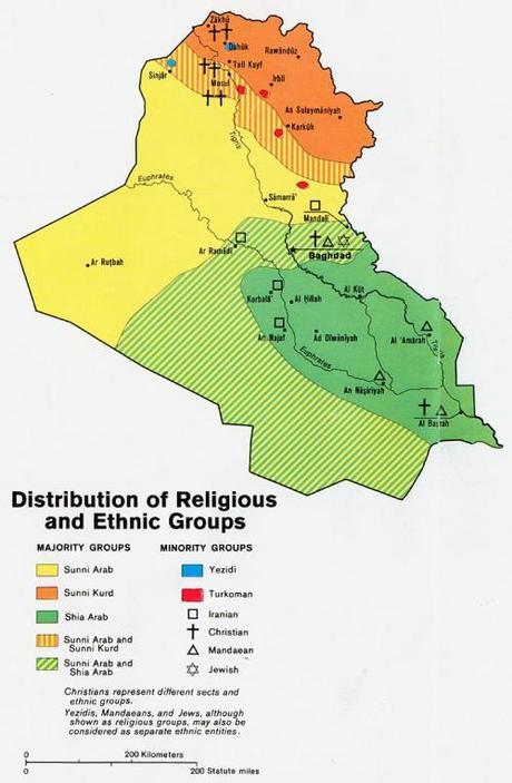 Nice map showing Iraqi ethnic groups and where they live.