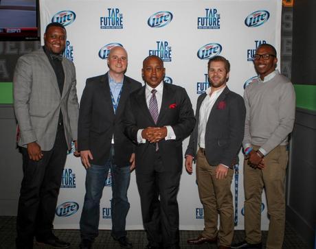 From left to right - Steve Canal, MillerCoors manager of community commerce and partnerships, and judges Cera, Daymond John, Lamson and Sanni