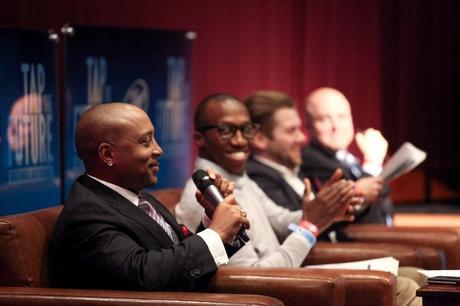 The panel of judges providing feedback to contestants