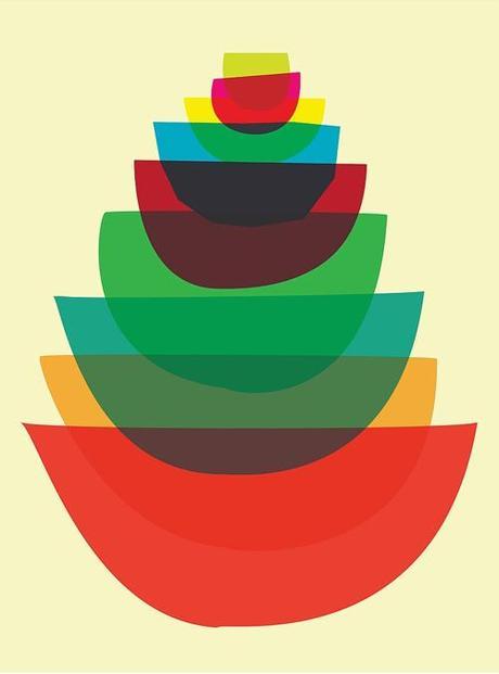 Kitchen Art Bowl Stack Graphic Print