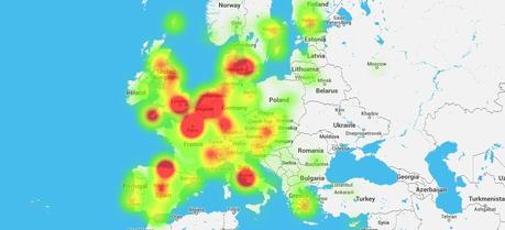 Smart grid projects heatmap: organizations and implementation sites, June 2014.
