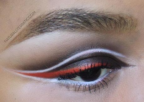 Orange makeup, colorful eyeliner