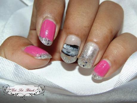Pink and Silver Glitter Nails - French Style Glitter Nail Art