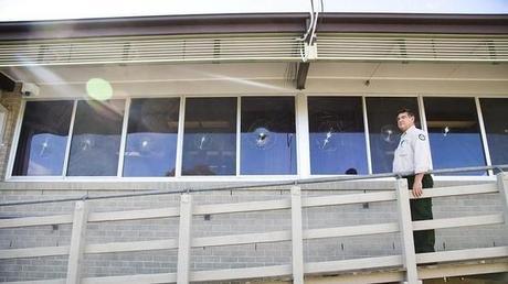 Sabotage and Vandalism Strikes Orchestrators of Kangaroo Cull Windows smashed at the Parks and Conservation building. Photo: Elesa Kurtz