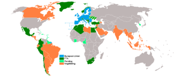 English: EU and free trade agreements countries