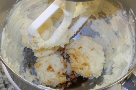 Next, I added the vanilla and mixed that into the butter/sugar mixture.