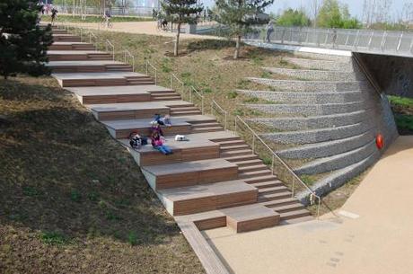 Queen Elizabeth Olympic Park, Stratford, London - Wooden Steps and Seating