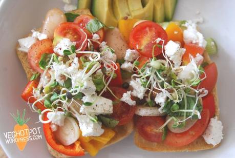 Butter Bean and Feta Bruschetta with an Avocado side