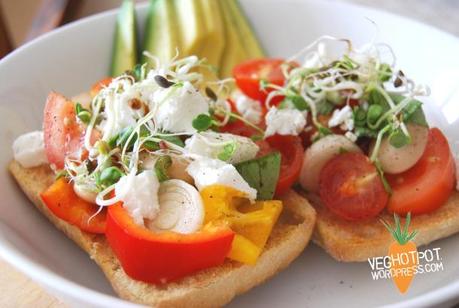 Butter Bean and Feta Bruschetta with an Avocado side