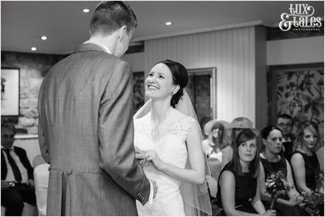 Bride and groom exchange vows at Yorkshire wedding