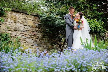 Brightly coloured bouquet at Yorkshire wedding