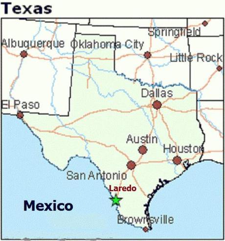 Texas map showing Laredo