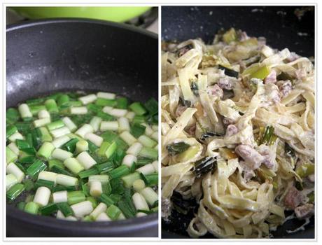 Pasta with leek and pancetta