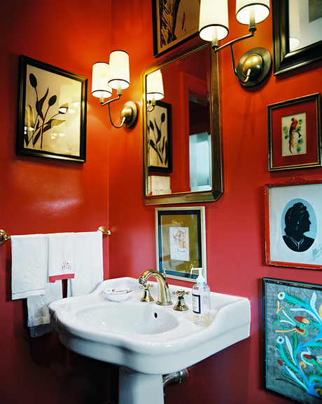 red bathroom