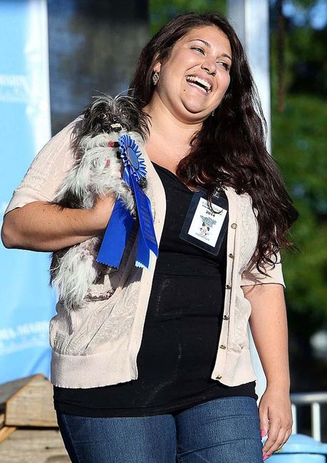 2014 Ugliest Dog winner Peanut and owner