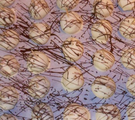 I drizzled the excess dark chocolate over the white chocolate truffles.