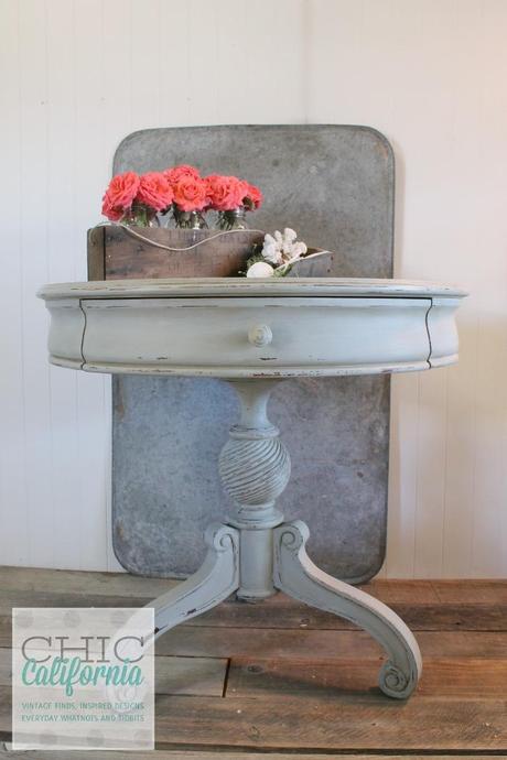 pedestal table painted in sweet pickins milk paint